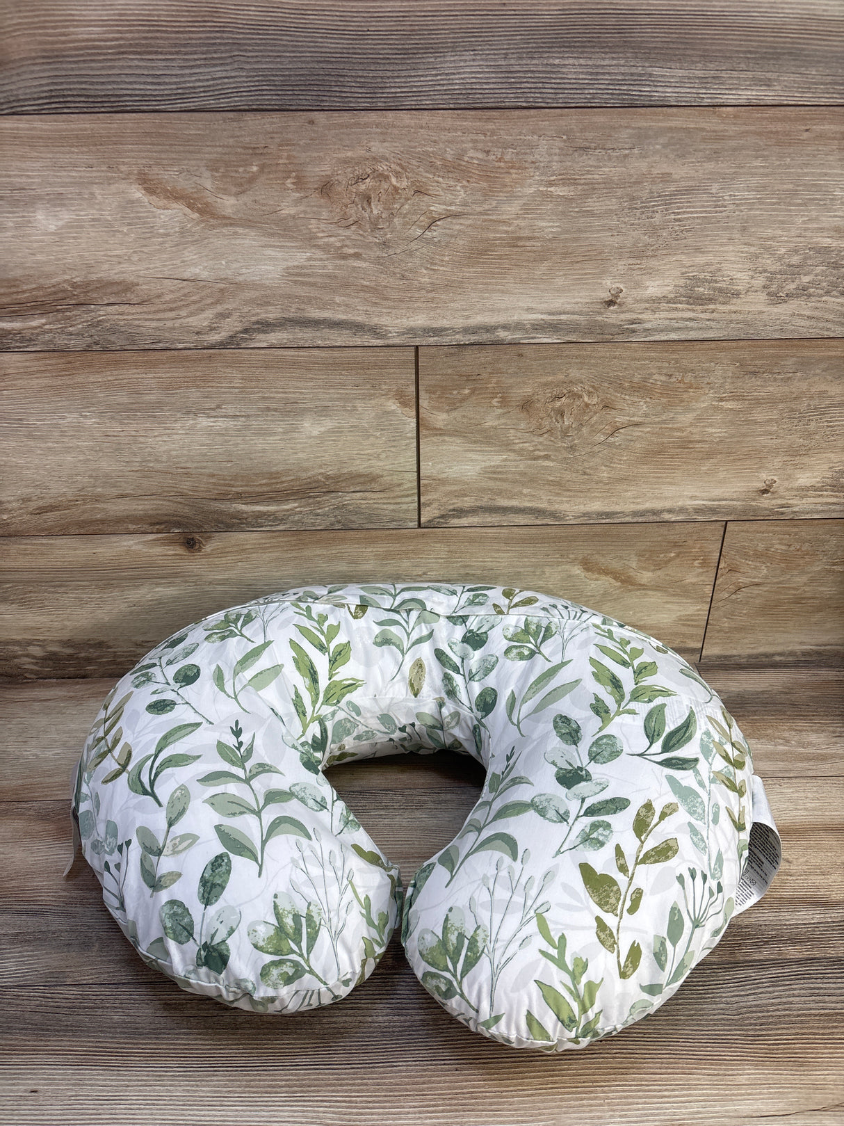 Boppy Nursing Pillow with Green Leaf Slipcover