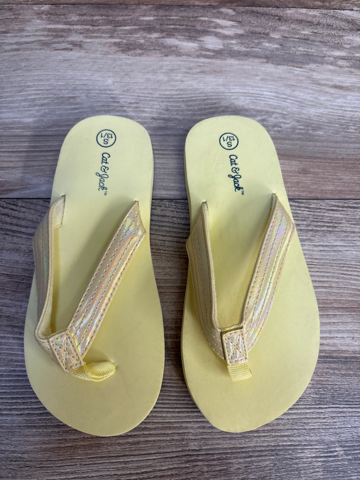 Cat & Jack Ava Flip Flops Yellow sz 13c/1Y