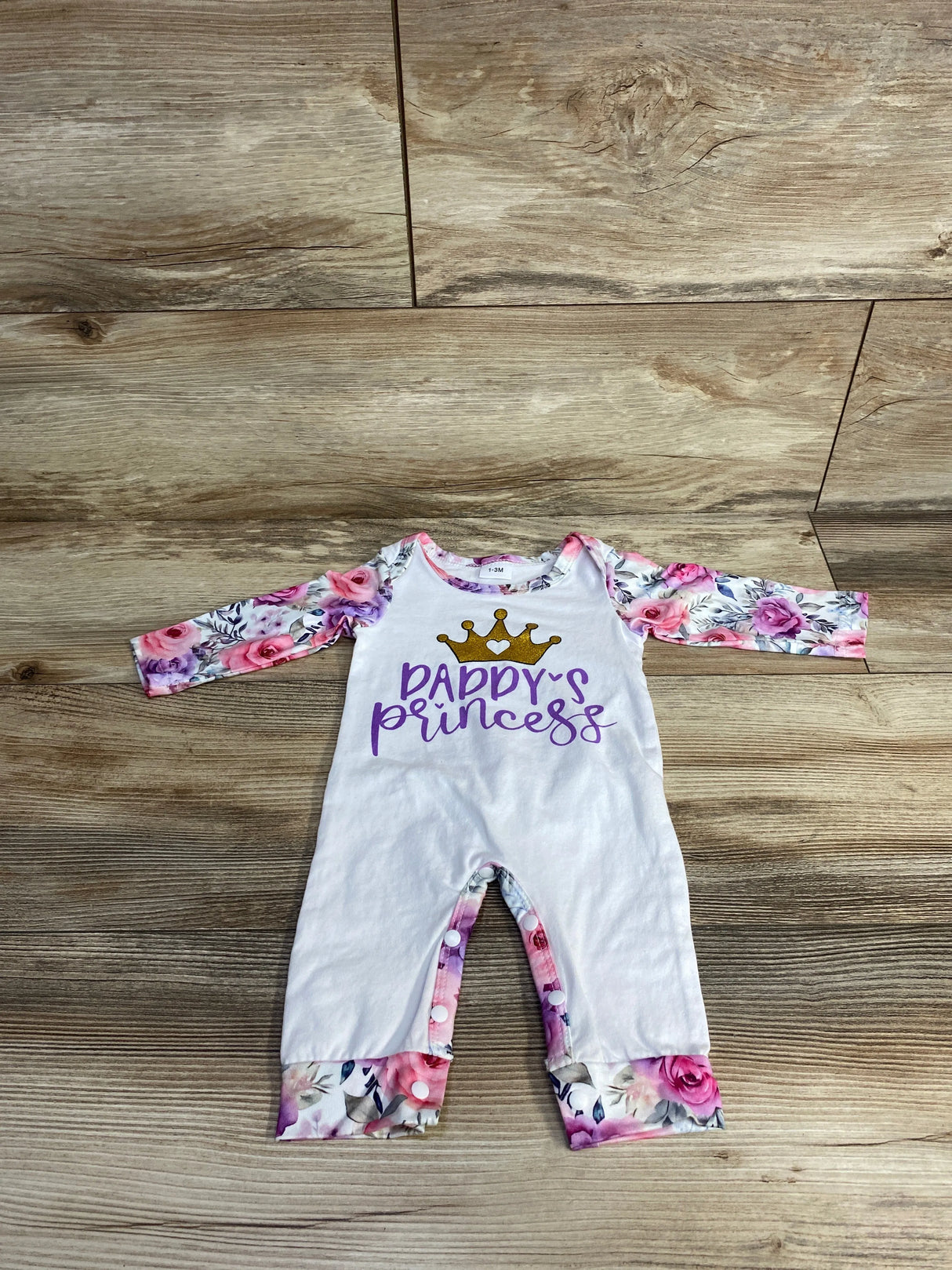 Daddy's Princess Textured Floral Romper White sz 1-3m