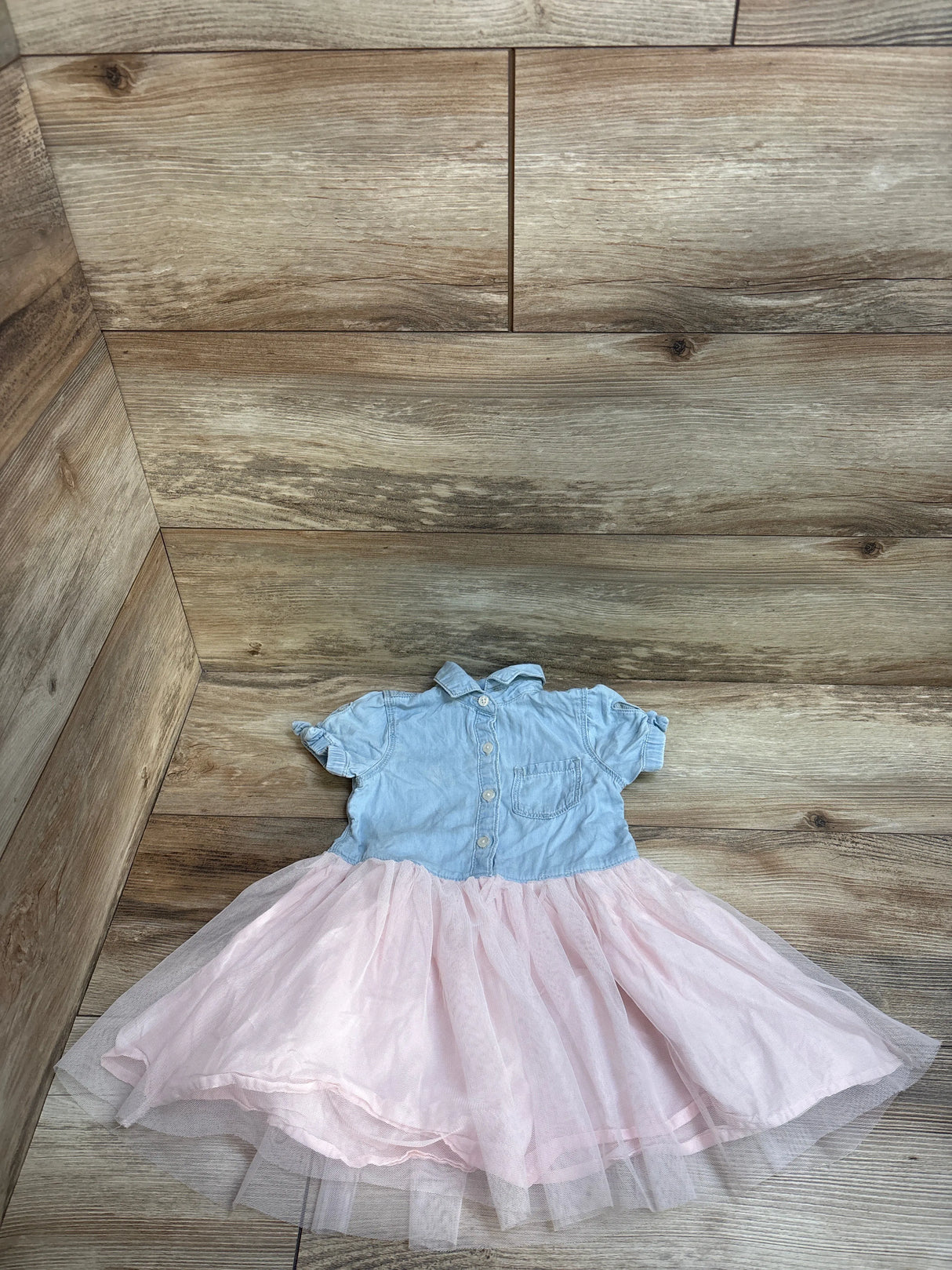 OshKosh Denim Shirt Dress With Tulle Skirt sz 2T