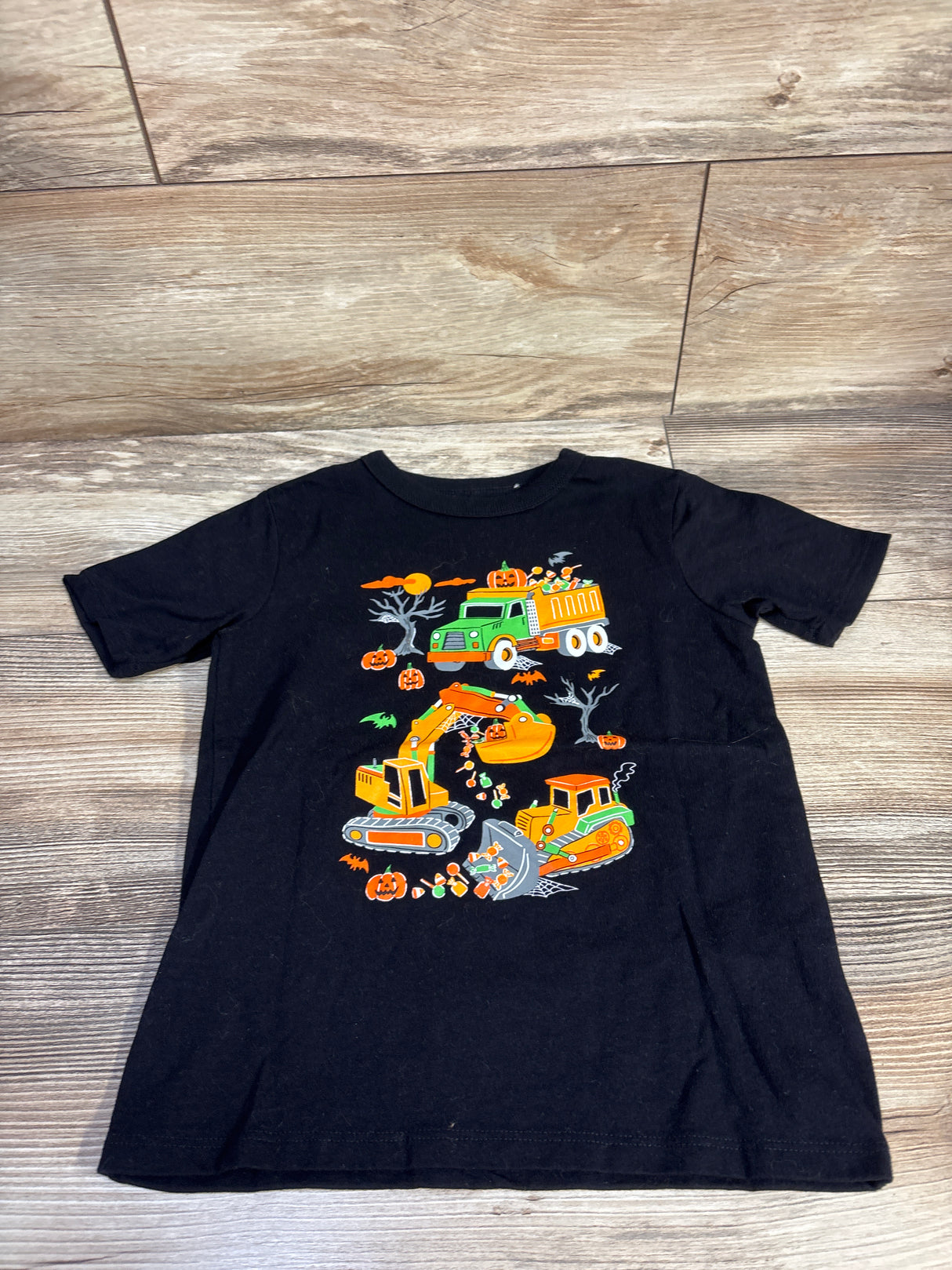 Children's Place Halloween Construction Vehicle Shirt Black sz 5T