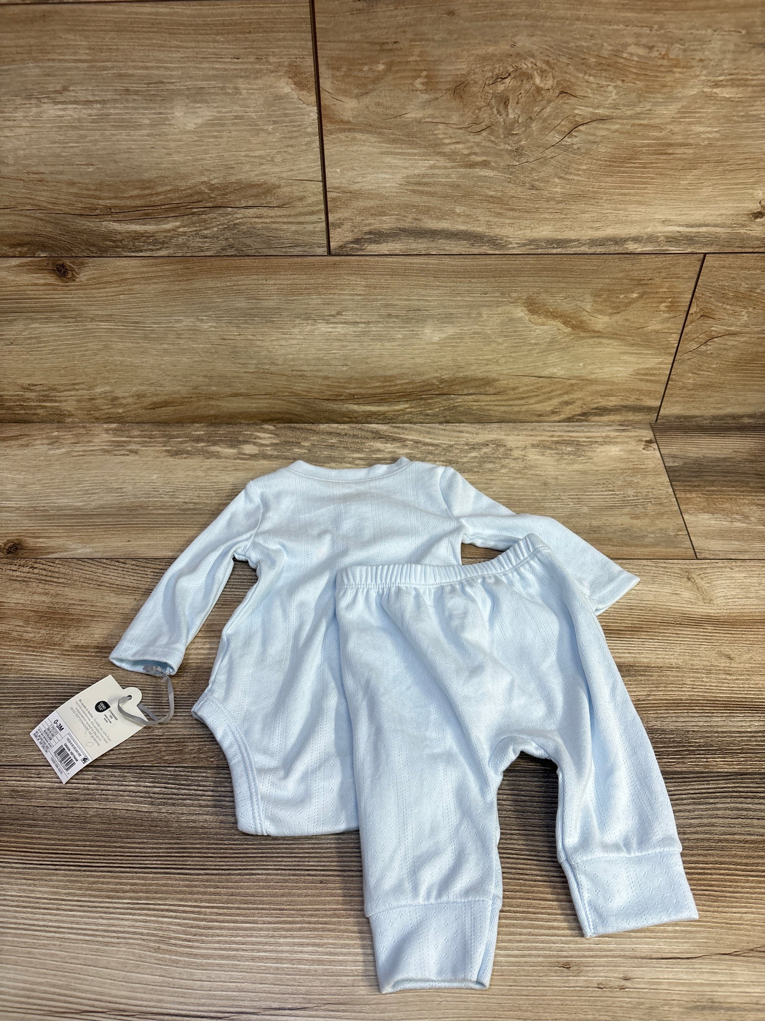 NEW Cloud Island 2pc Pointelle Henley Bodysuit & Pants Set Blue sz 0-3m
