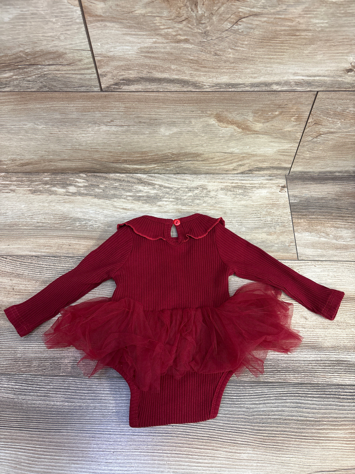 Ribbed Tulle Bodysuit Tutu Burgundy sz 0-3m