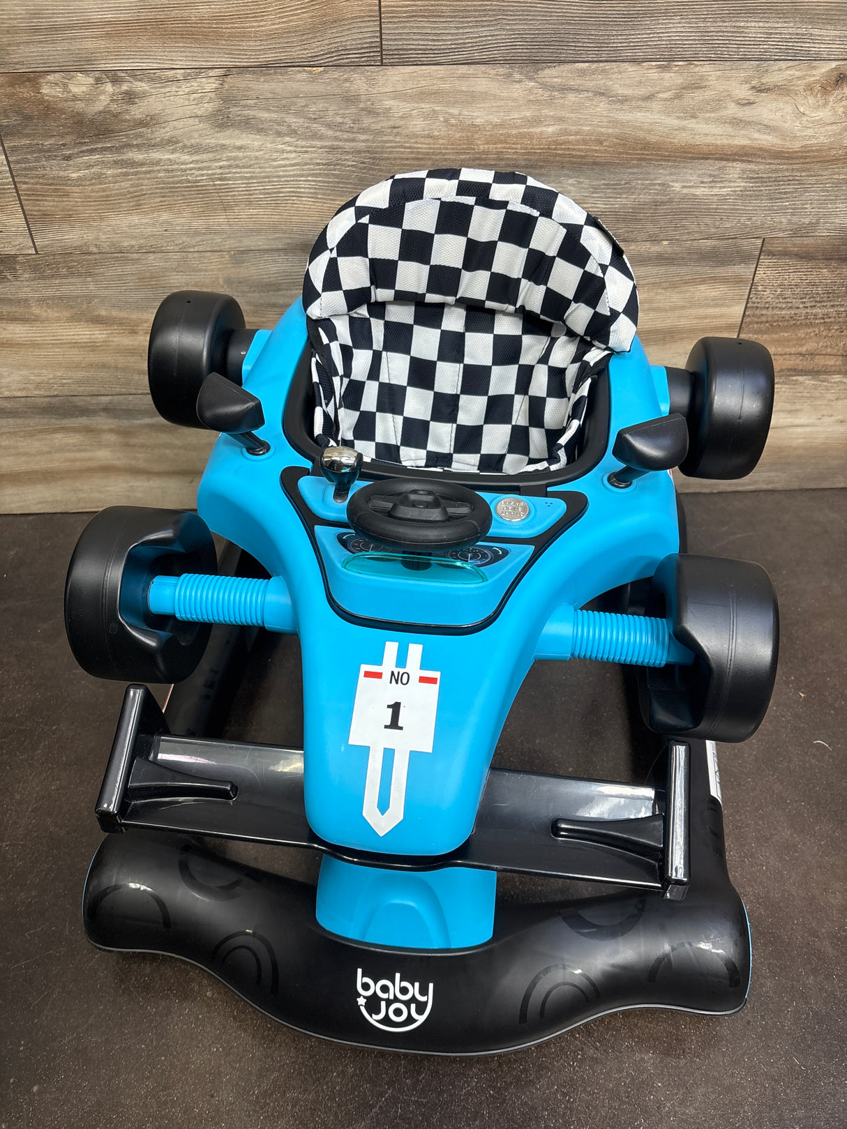 Baby Joy 4-in-1 Foldable Baby Activity Racecar Walker Blue