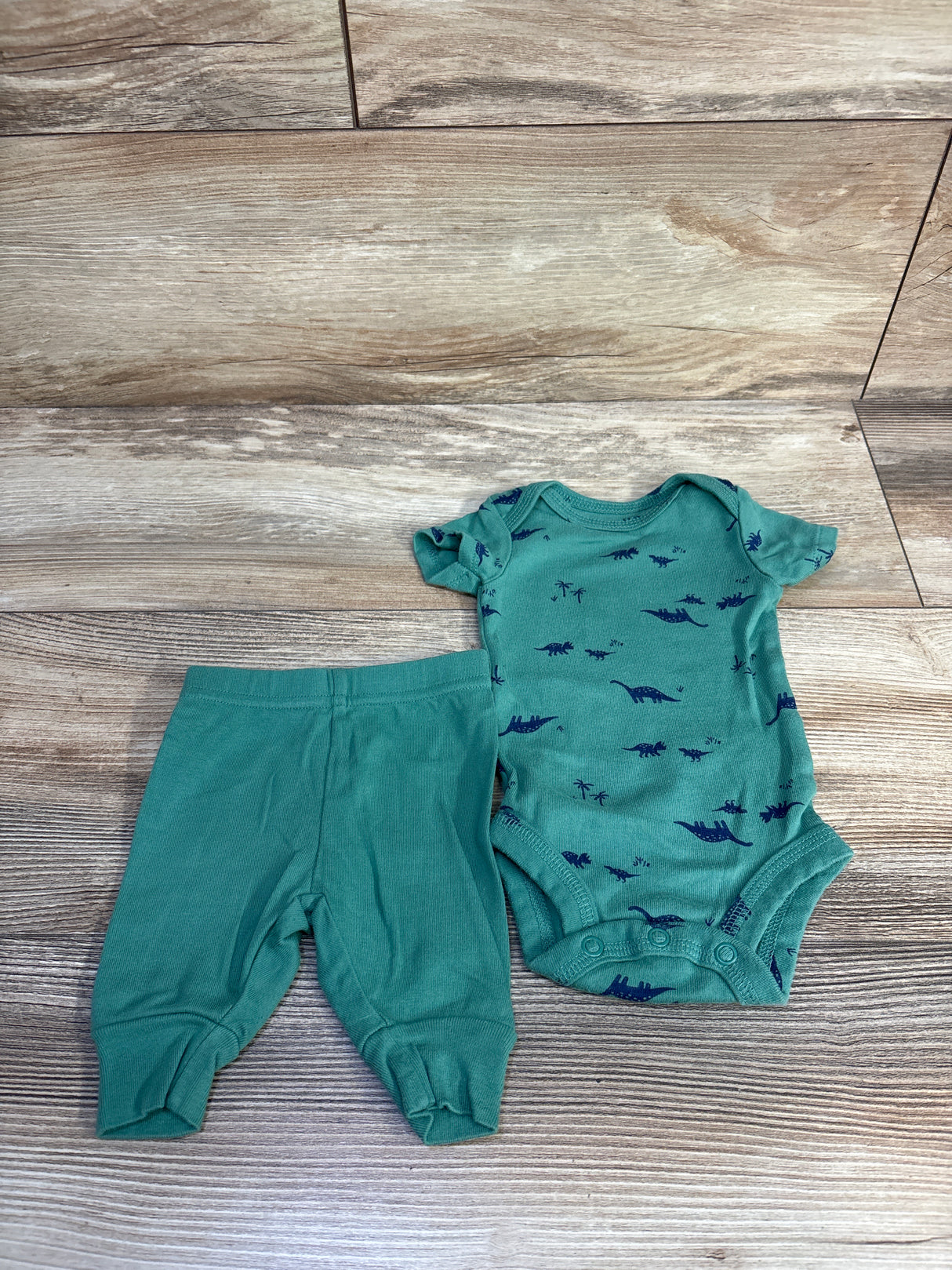 Just One You 2pc Dinosaur Bodysuit & Pants Set Green sz Newborn