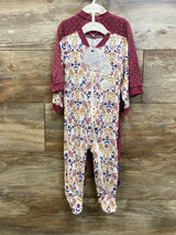 NEW Milkberry 2pk Bamboo Sleepers Maroon sz 6-9m