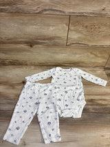 Just One You 2pc Long Sleeve Bodysuit & Pants Set White sz 9m