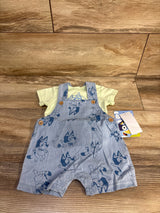 NEW Bluey Chambray Short Sleeve Overalls & T-Shirt Set sz 0-3m