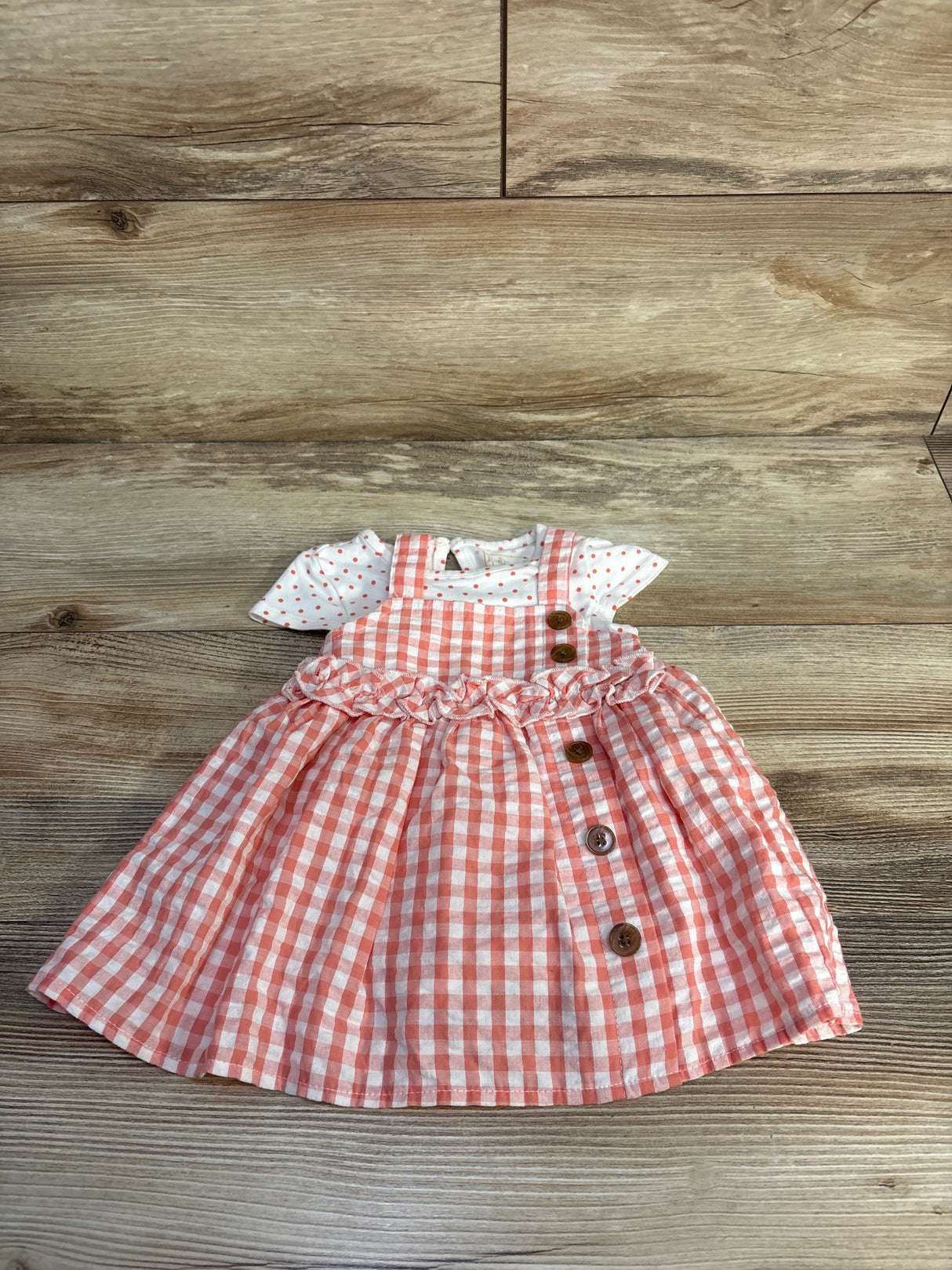 Just Lizzy 2pc Polka Dot Bodysuit & Seersucker Dress Set White sz 3m