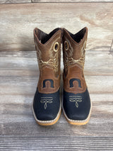 White Diamond Kid's Square Toe Rodeo Boots Brown sz 7.5c