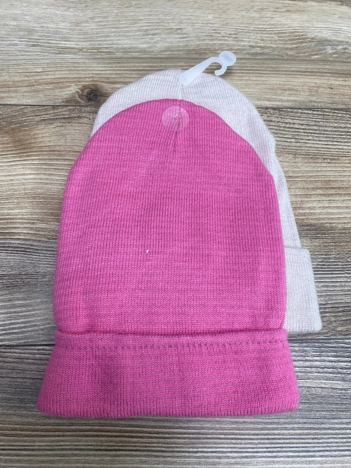 NEW NYGB 2Pk Pink/Beige Happy Face Beanies Sz 12-24m