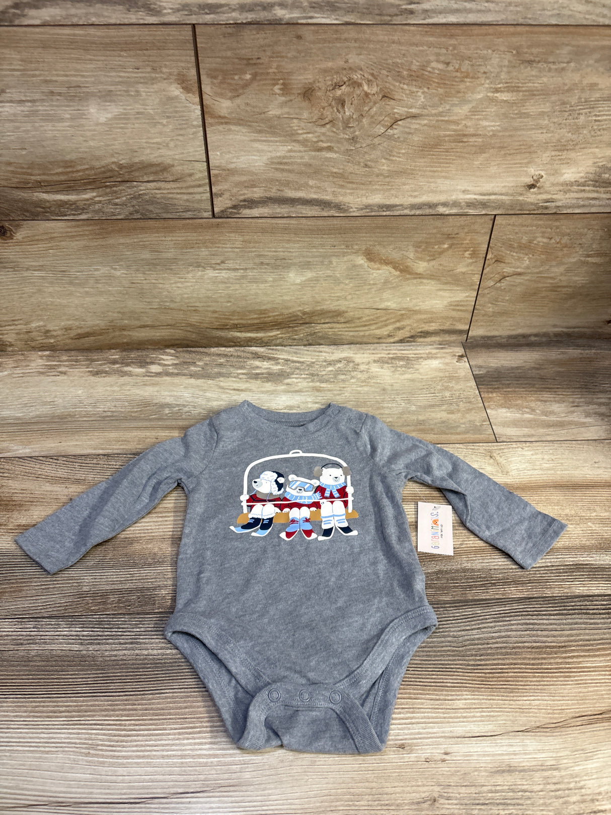 NEW Garanimals Polar Bear Long Sleeve Bodysuit Grey sz 3-6m
