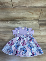 Irsutey Butterfly Print Ribbed Bodysuit Dress Purple sz 0-3m