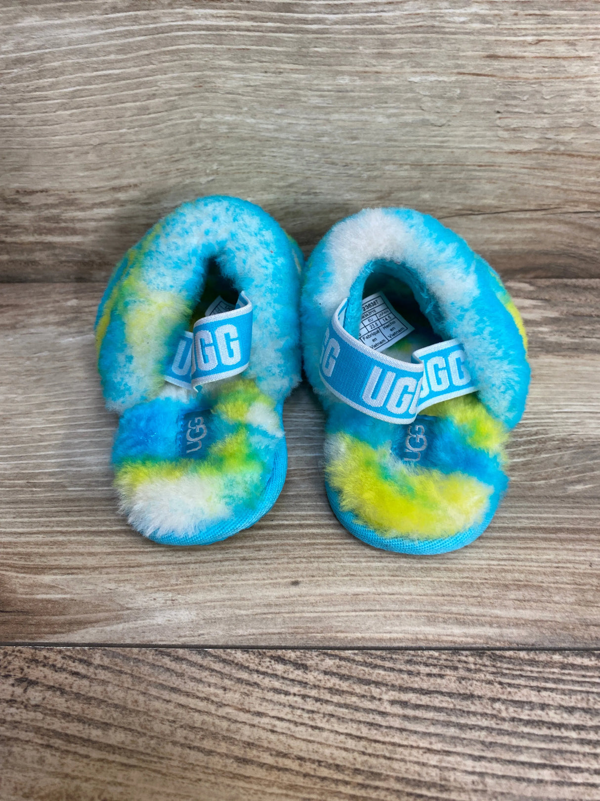 UGG Todder's Fluff Yeah Marble Oasis Blue/Sulphur Sz 7c