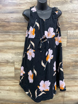 Baby Be Mine Floral Maternity Labor Gown Black sz L/XL