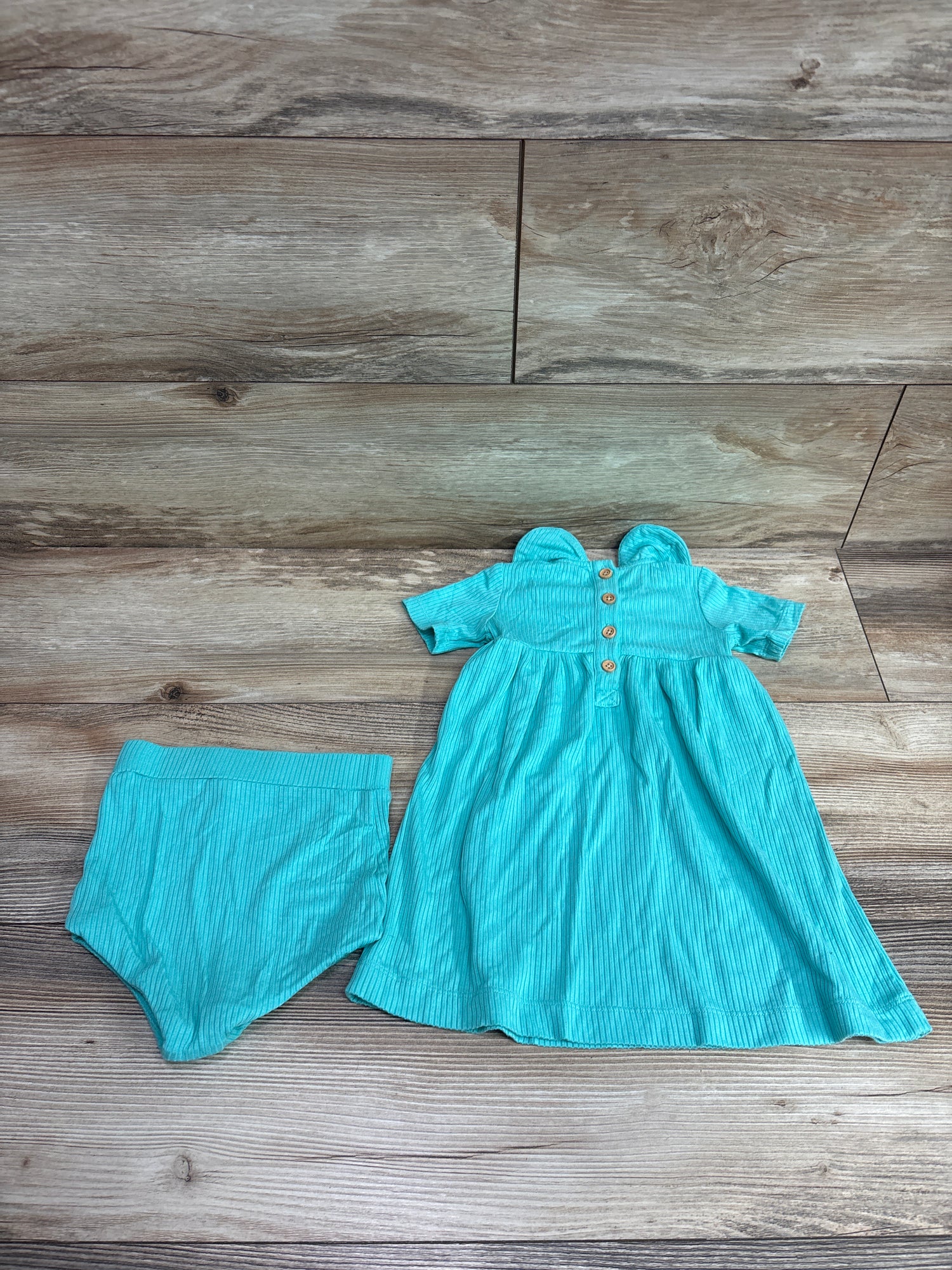 Kate Quinn 2pc Peter Pan Collar Dress & Bloomers Teal sz 6-12m