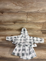 Hudson Baby Checkered Print Plush Robe White sz 0-9m
