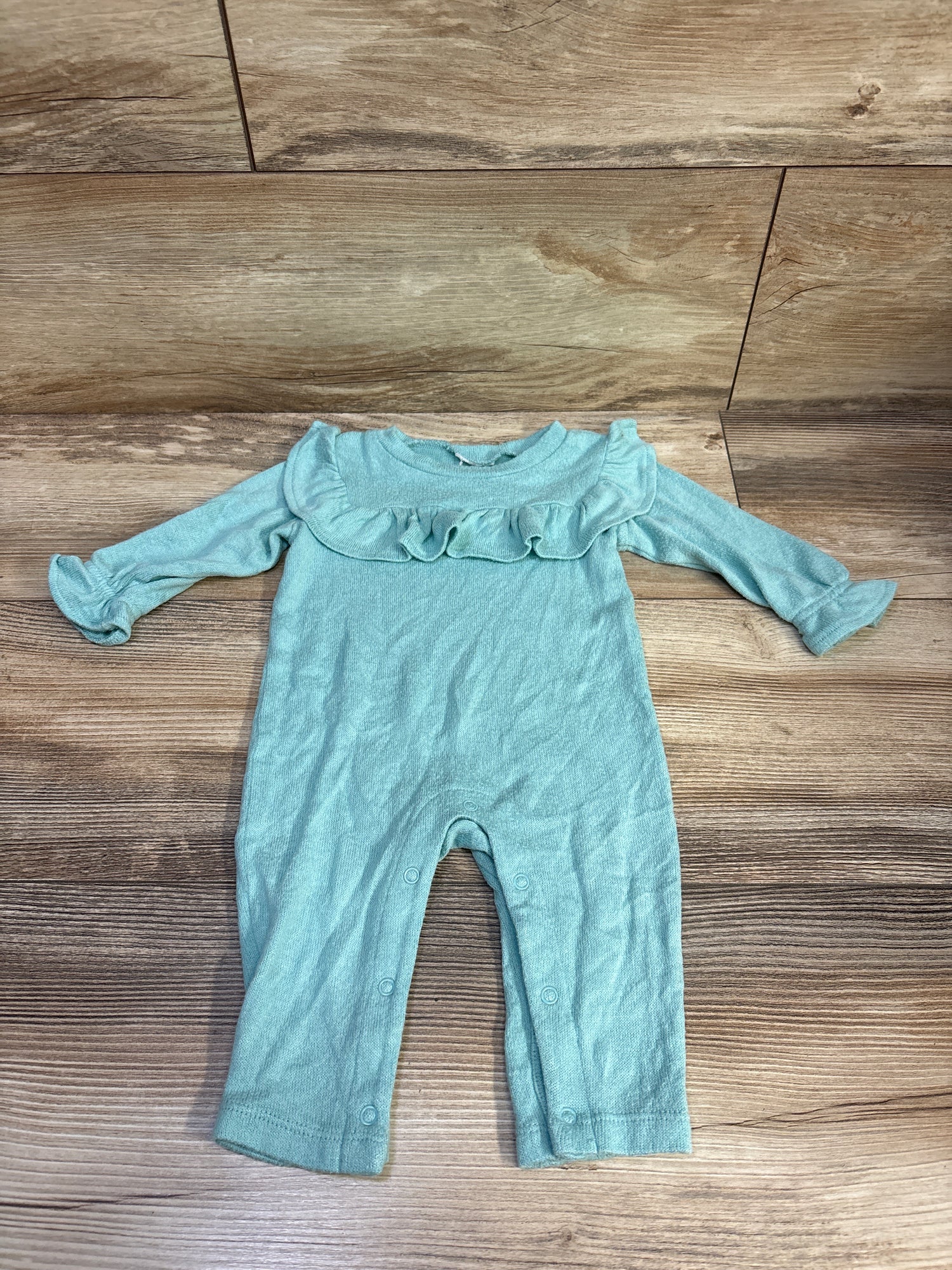 Knit Ruffle Coverall Teal sz 3-6m