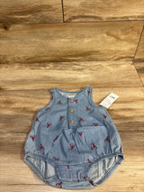 NEW Child of Mine Chambray Henley Bubble Romper Blue sz 0-3m