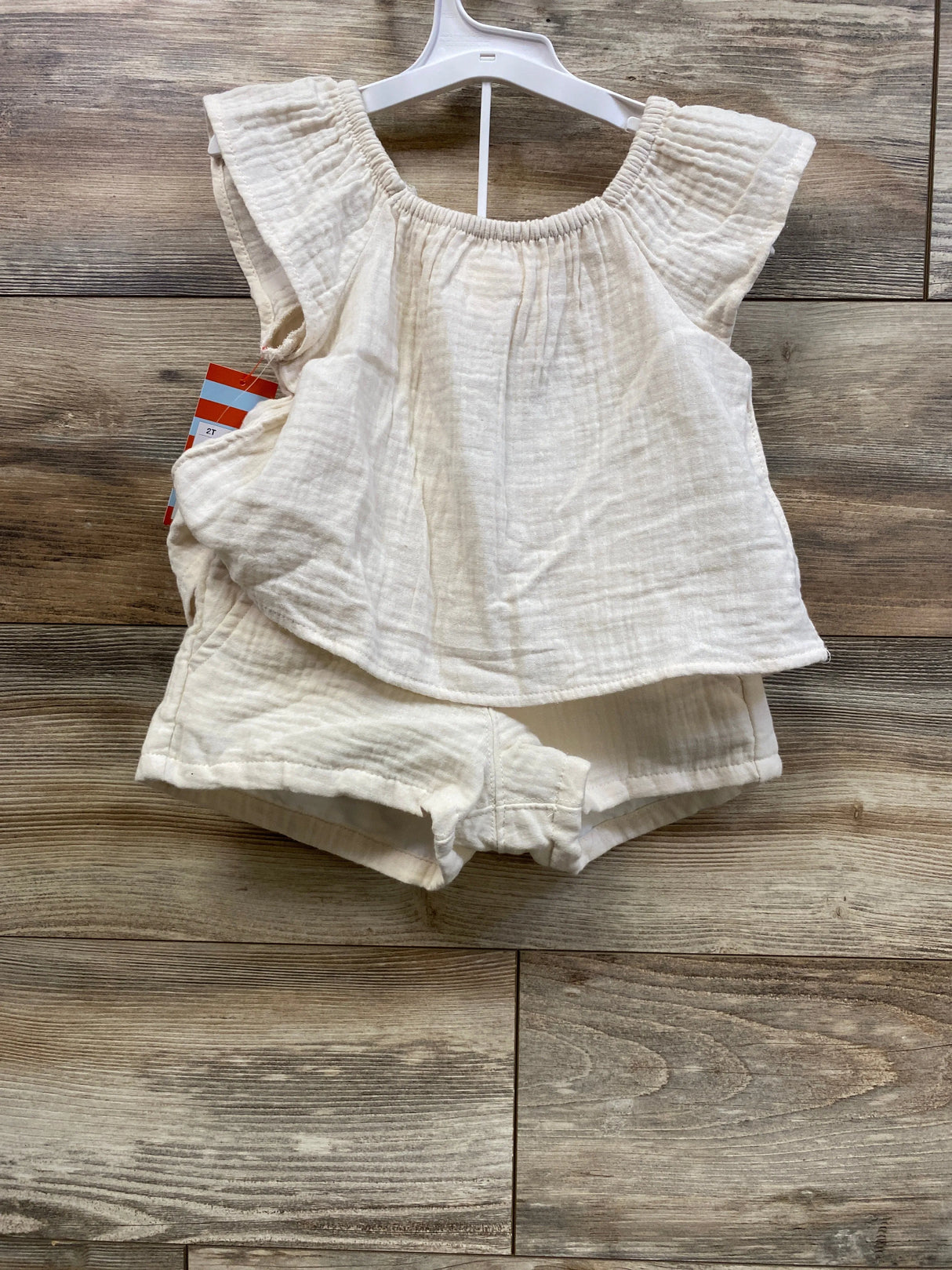 NEW Cat & Jack Floral Top & Shorts Set Beige sz 2T