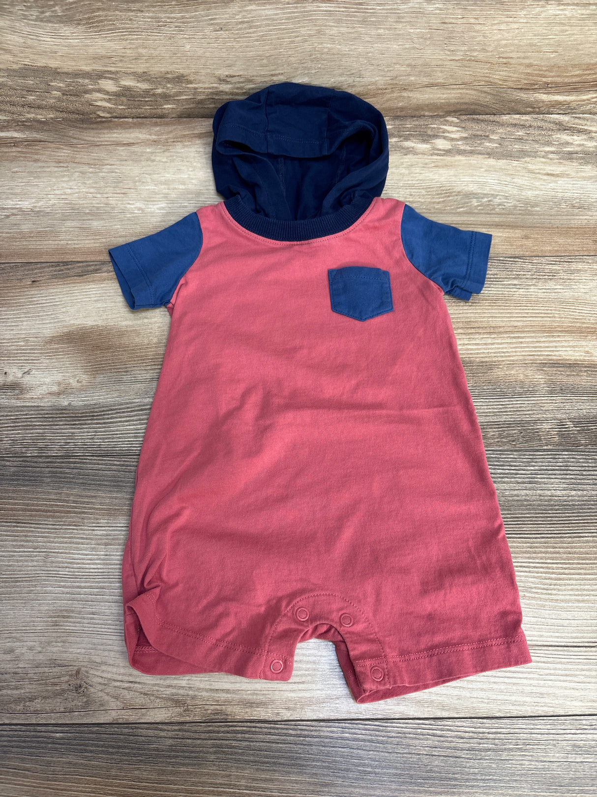 Carter's Hooded Shortie Romper Blue/Red sz 12m