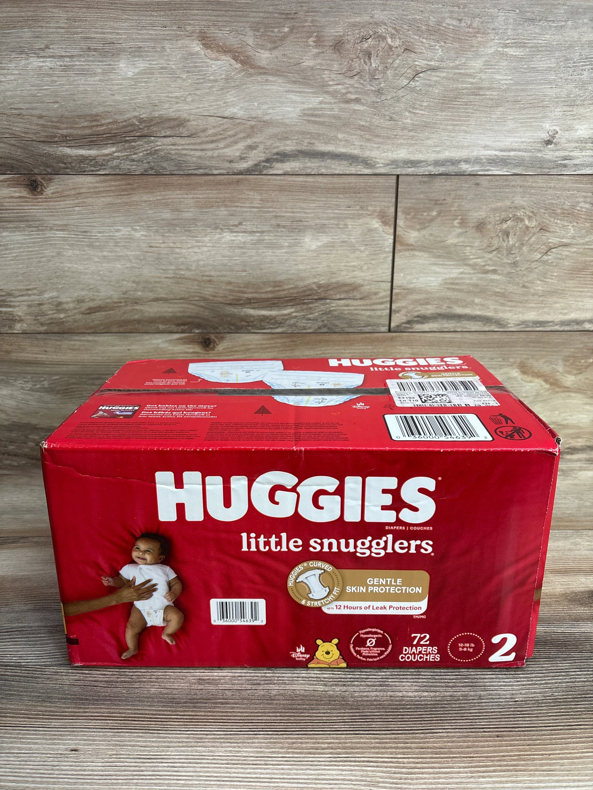 NEW Box of Huggies Little Snugglers Disposable Diapers 72ct. Size 2