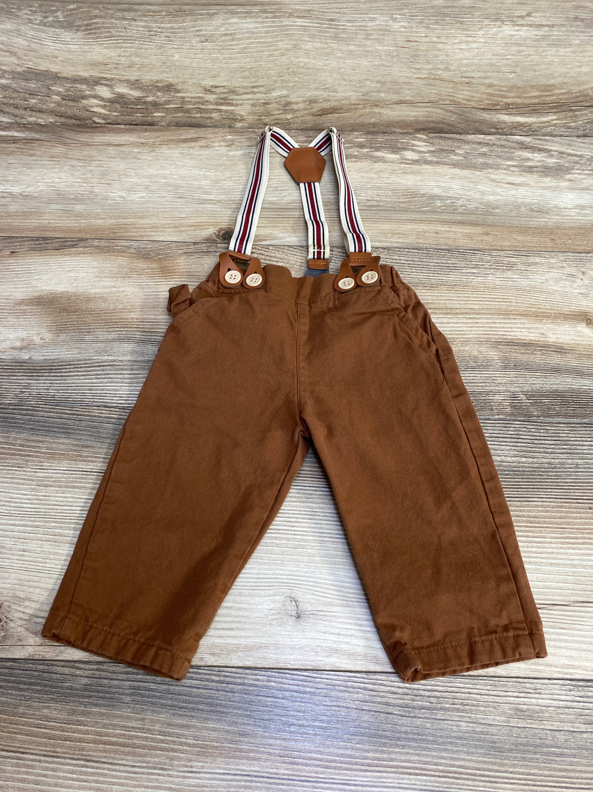 2pc Suspender Pants Brown sz 3-6m