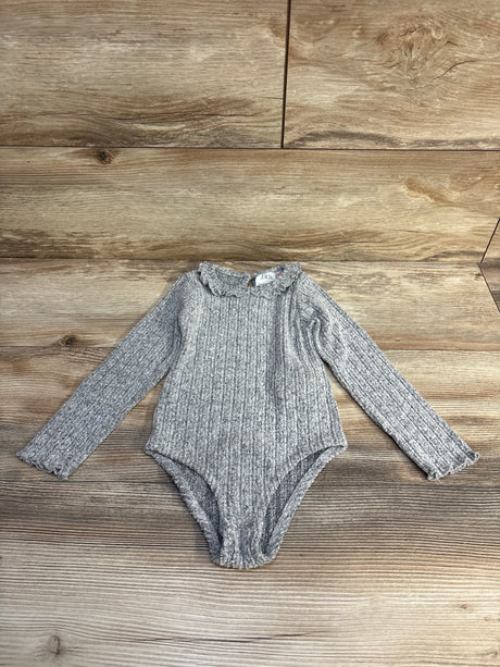 Zara Ruffle Long Sleeve Bodysuit Grey sz 2-3T - Me n Mommy To Be
