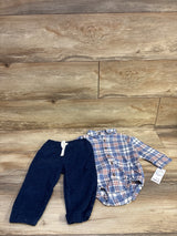 NEW Just One You 2pc Button-Up Romper & Corduroy Pants Set Blue sz 12m