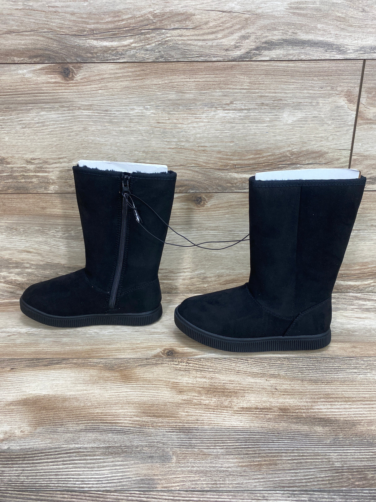 NEW Cat & Jack Natalia Tall Shearling Style Boots Black sz 13c