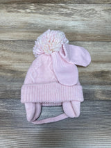 NEW Cat & Jack Pink Pom Hat With Ear Flaps & Mittens sz Newborn