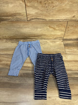 Simple Joys 2pk Striped Pants Blue sz 3-6m