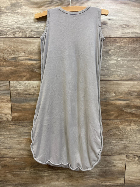Front view of Dreamland Baby Dream Weighted Sleep Sack in Moon Grey with sleeveless design on a wooden hanger