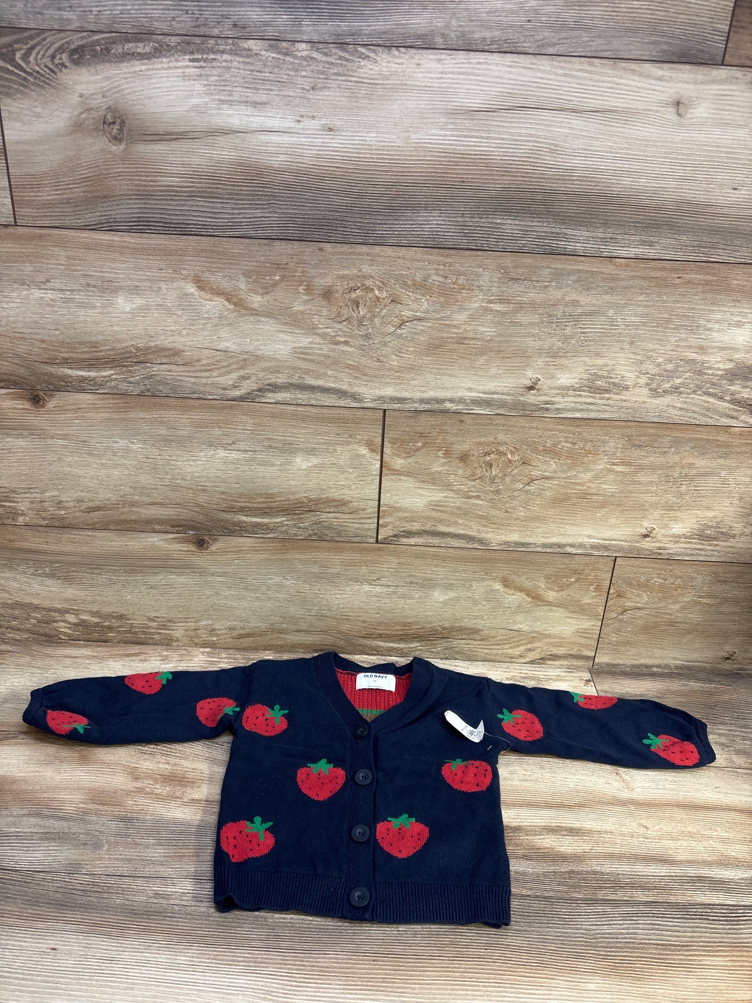 NEW Old Navy Strawberry Print Button-Front Cardigan Navy sz 3T