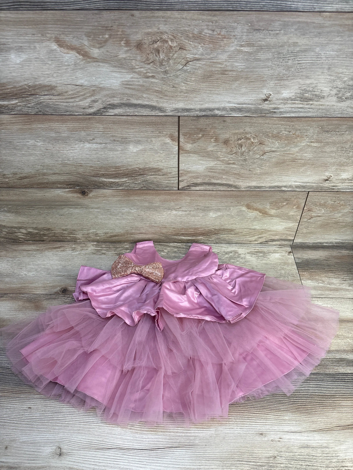 NNJXD Bowknot Satin Special Occasion Dress Pink sz 9-12m