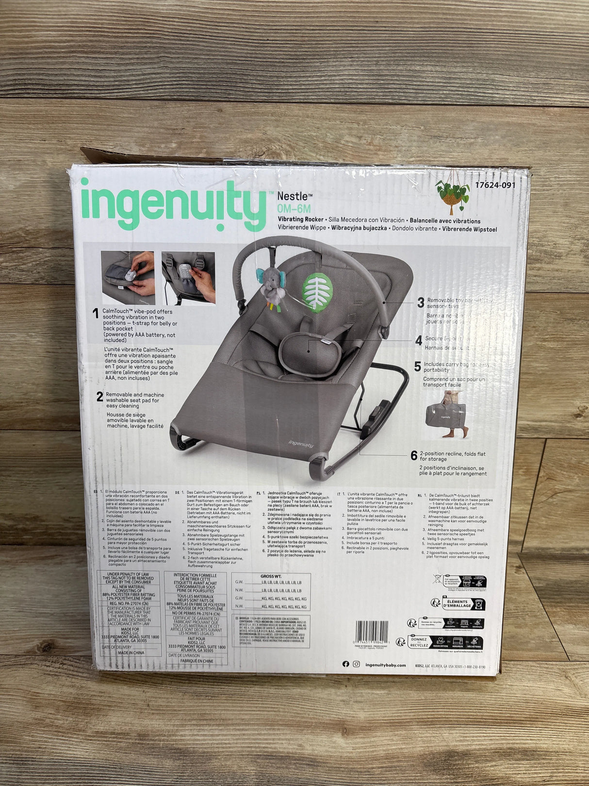 NEW Ingenuity Nestle Vibrating Rocker, Grey