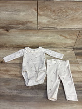 H&M 2pc Floral Bodysuit & Pull On Pants White sz Newborn