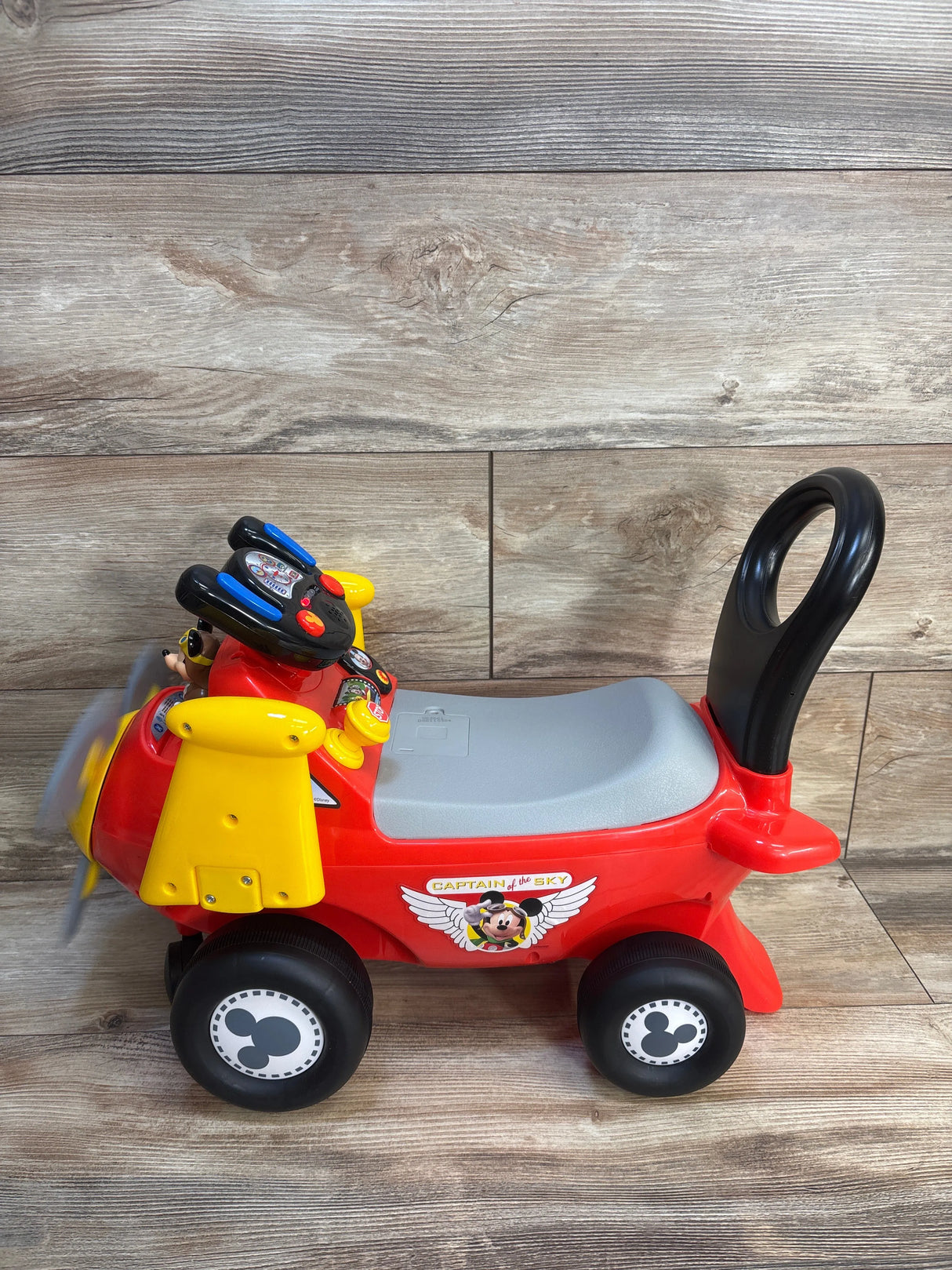 Kiddieland Mickey Mouse Lights 'N' Sounds Activity Plane Ride On