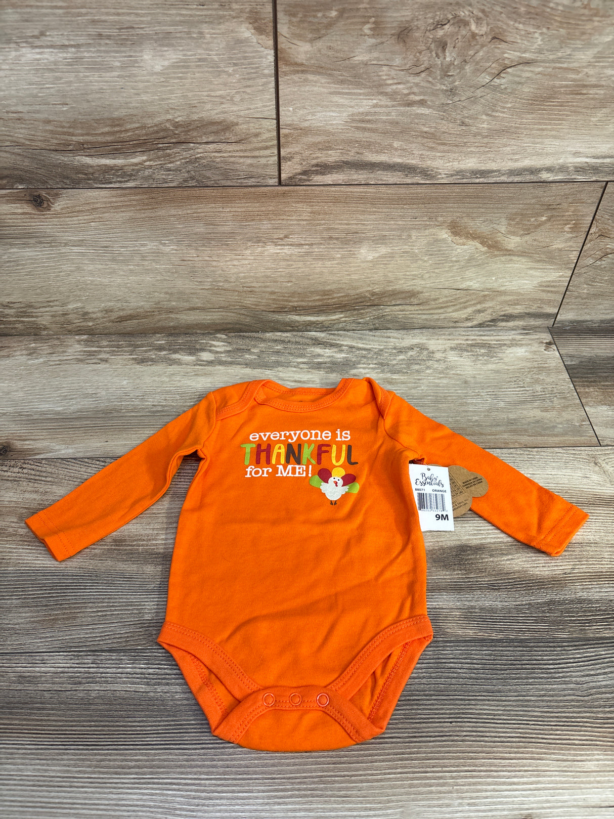 NEW Baby Essentials Everyone Is One Is Thankful Bodysuit Orange sz 9m
