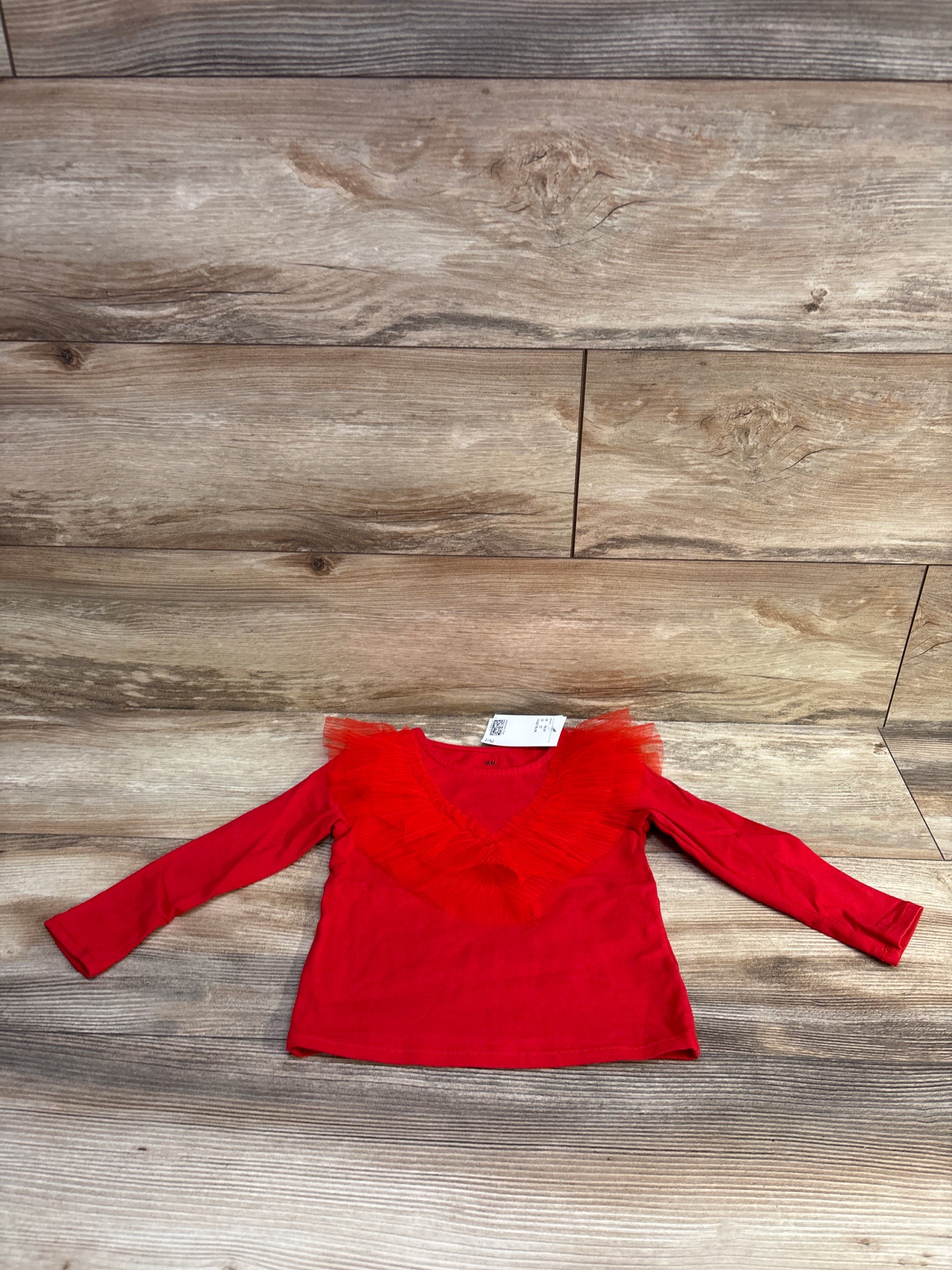 NEW H&M Tulle Long Sleeve Shirt Red sz 2T