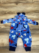 Disney Baby Mickey Mouse Fleece Hooded Coverall Blue sz 3-6m