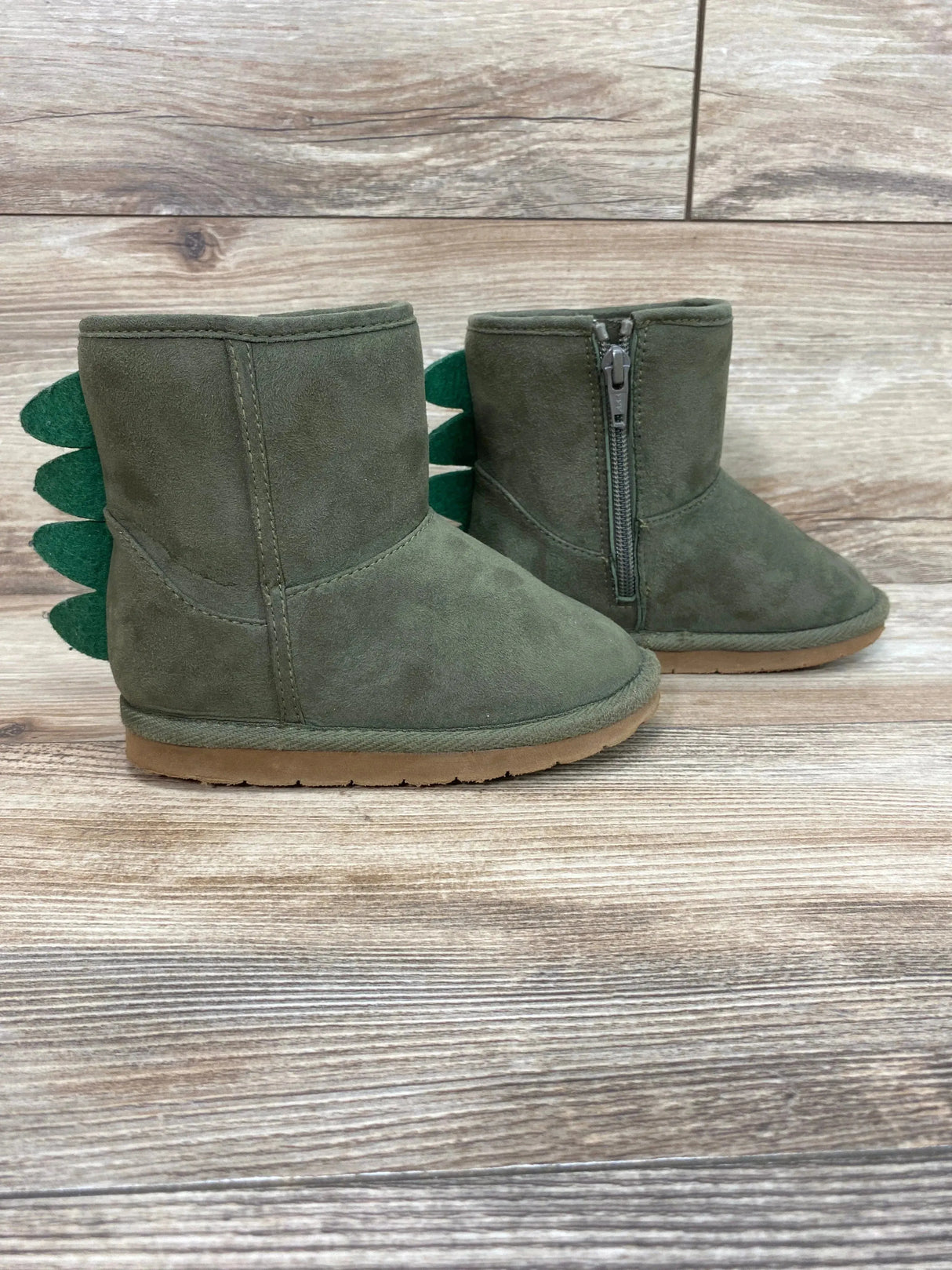 Dinosaur Side Zipper Boots Green sz 9/10c