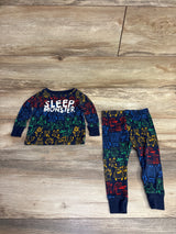 Old Navy 2pc Sleep Monster Pajama Set Navy sz 18-24m