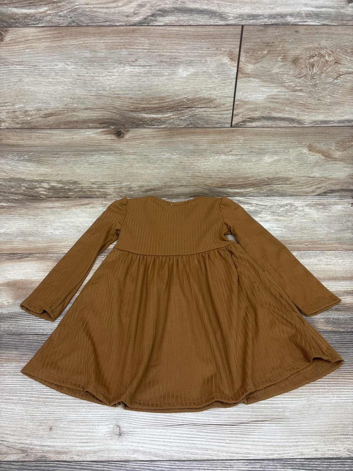 Emma & Elsa Embroidered Long Sleeve Dress Brown sz 2T