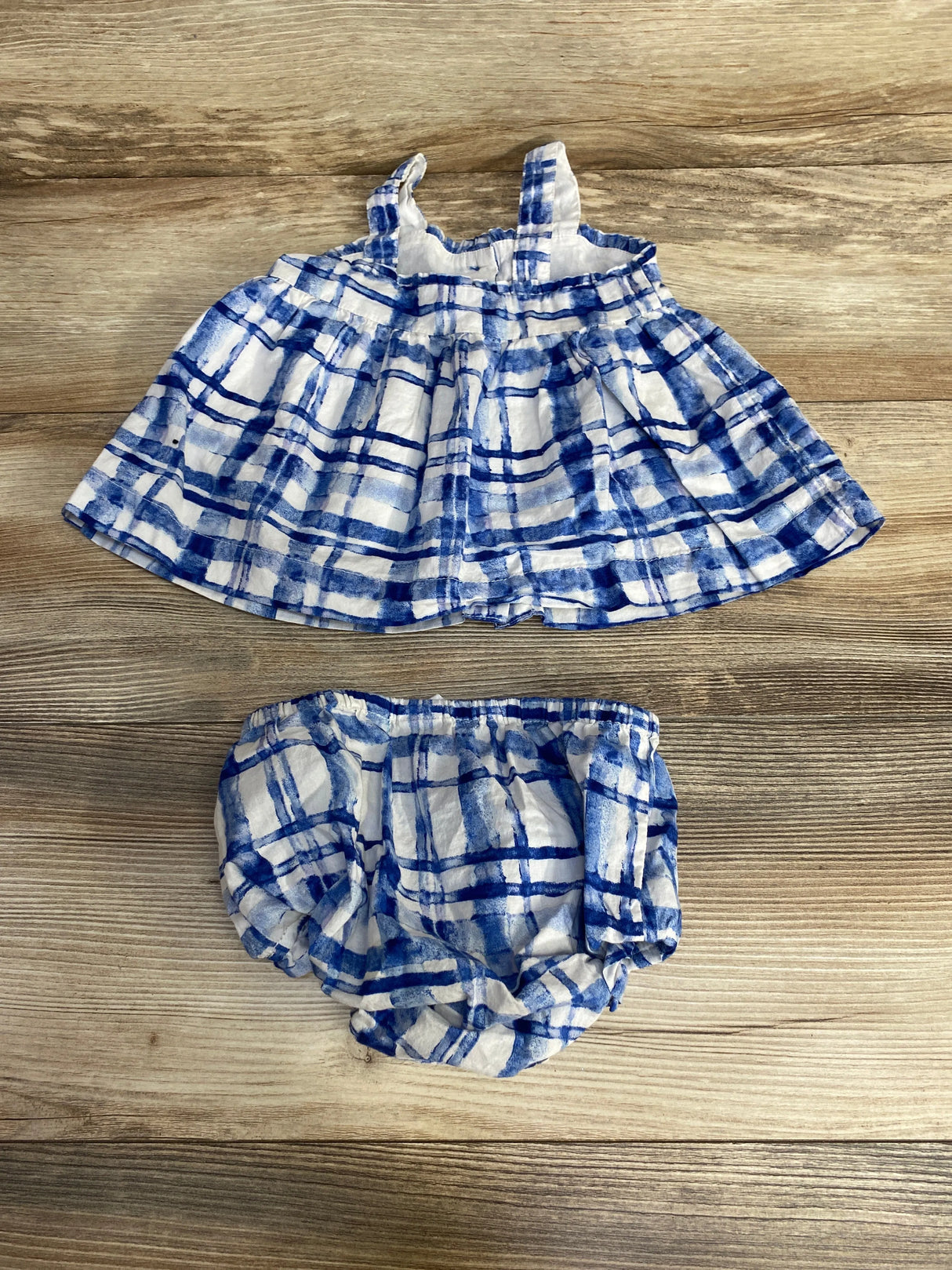 Baby Gap 2pc Plaid Top & Bloomers White/Blue sz 18-24m