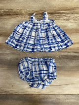 Baby Gap 2pc Plaid Top & Bloomers White/Blue sz 18-24m