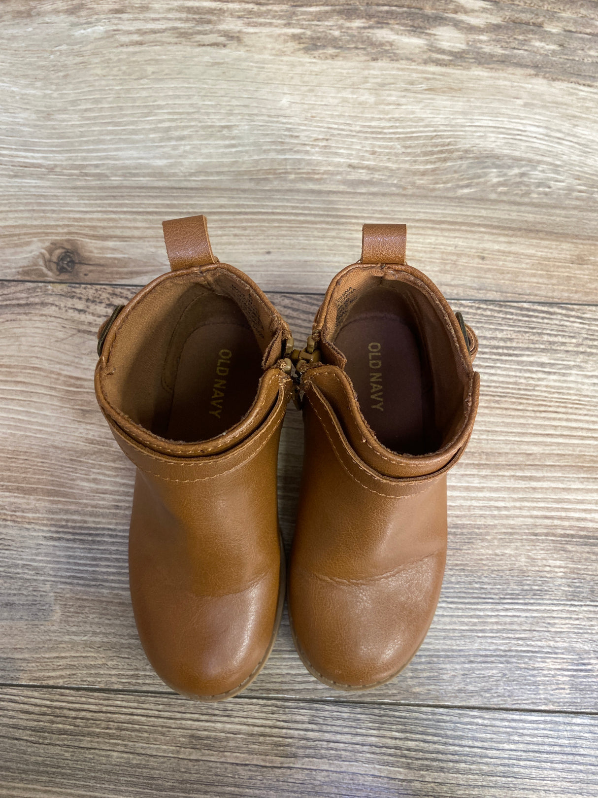 Old Navy Faux-Leather Buckled Ankle Boots Brown sz 8c