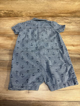 Carter's Chambray Anchor Print Button Up Romper Blue sz 18m - Me n Mommy To Be