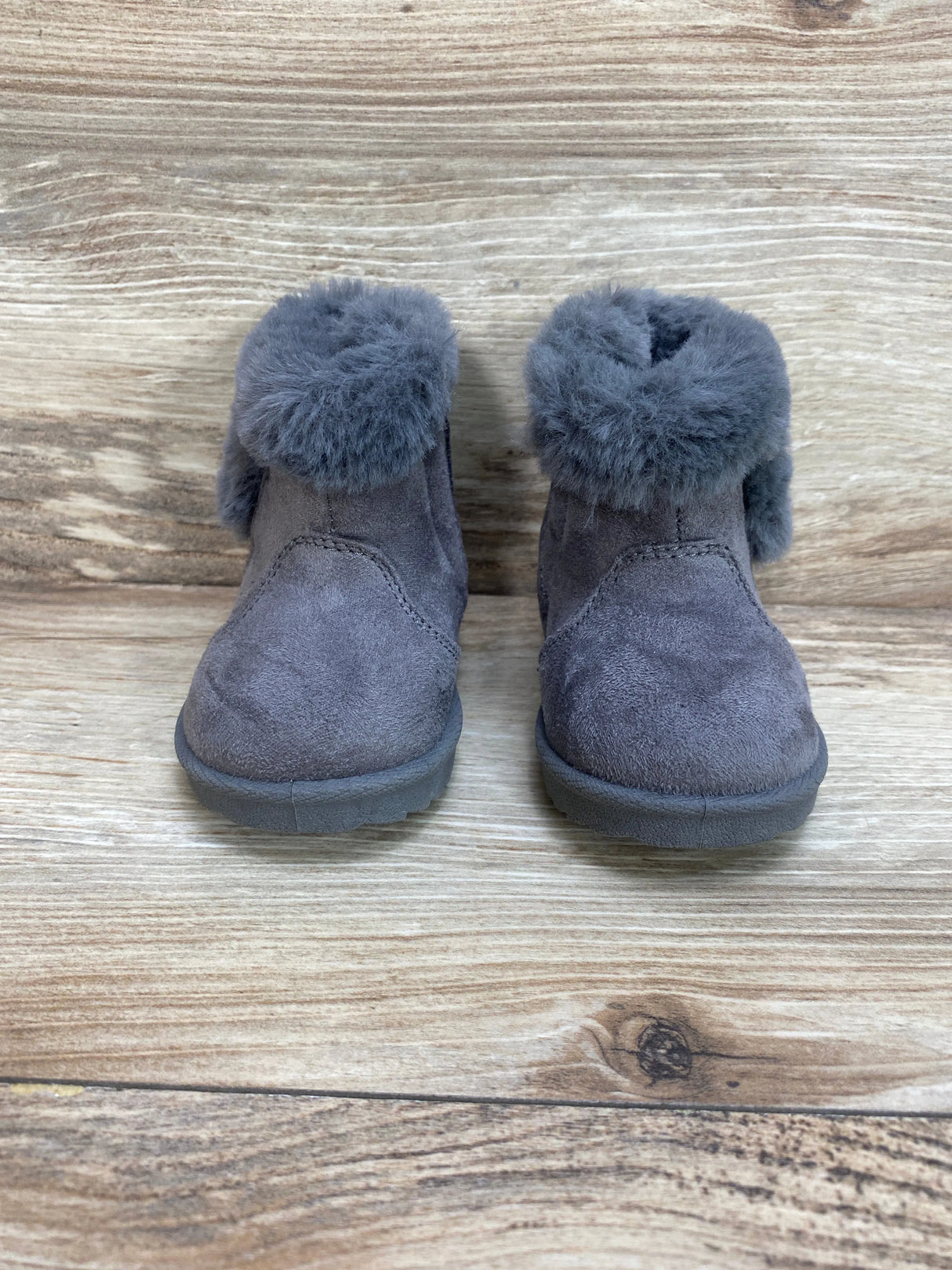 Wonder Nation Faux Fur Boots w Side Velcro Grey sz 2c