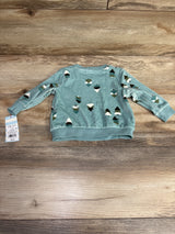 NEW Cat & Jack Tree Print Velour Sweatshirt Teal sz 6-9m